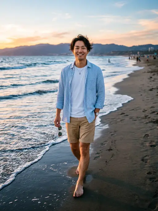 AI dating photo example on a beach