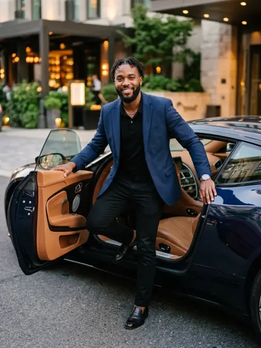 Luxury car lifestyle AI dating photo example