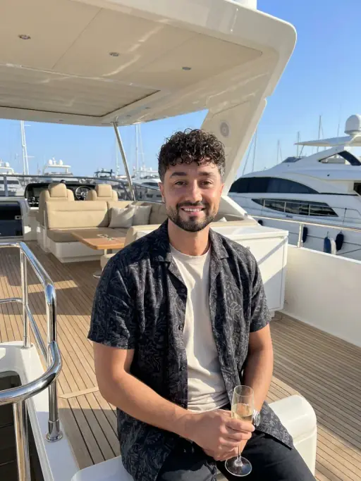 Luxury yacht AI dating photo scene example